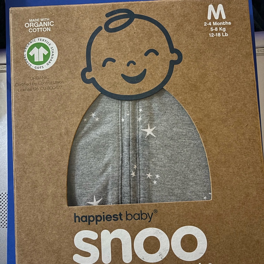 happiest baby Grey Organic Cotton Sleep Sack with Star Print (M)